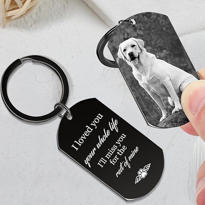 Personalized Dog Keychain Memorial Gifts for loss of dog - Custom Pet Photo Keychain in Memory of Dogs & Cats, Sympathy Gift For Pet Passed Away