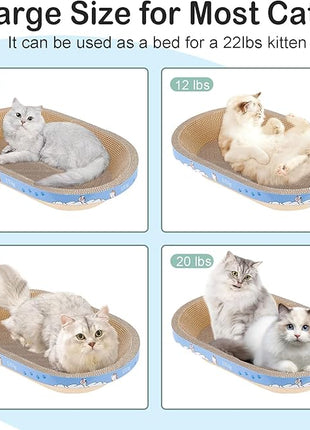 Cat Scratcher, 23.6x14.9 inches Cardboard Cat Scratchers for Indoor Cats, Large Cat Scratching Board, Oval Cat Scratch Pad Bed with Catnip