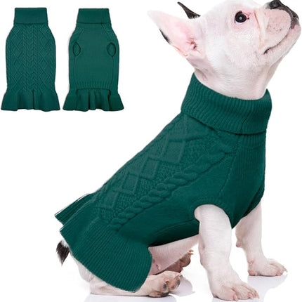 QBLEEV Small Dog Sweaters for Girls - Warm Winter & Fall Dog Sweaters with Soft Material, Turtleneck & Vest Options, Female XS
