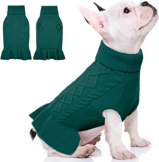QBLEEV Small Dog Sweaters for Girls - Warm Winter & Fall Dog Sweaters with Soft Material, Turtleneck & Vest Options, Female XS