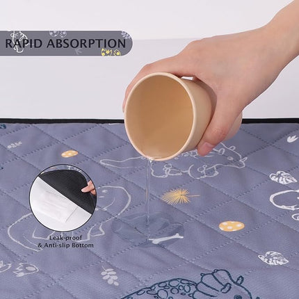 IEUUMLER Washable Pee Pads for Dogs, 2 Pack Non-Slip & Waterproof Whelping Pad, Reusable Puppy Potty Training With Fast Absorbent for Playpen EU007 (Gray Dinosaur, 24"X48"-2pcs)