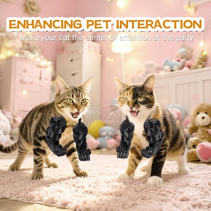 Cat Muscle Arm Halloween Cat Costume Accessory,3D Printed Cat's Neck Arm with Muscle for Pet Cosplay, Birthday Party,Halloween Costume Accessories Adjustable Lightweight Design - Black