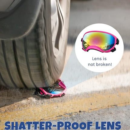 Large Dog Sunglasses, Dog Goggles Large Breed and Medium, UV Protection, Windproof, Dustproof and Snowproof. Shatterproof Lens, Adjustable Strap