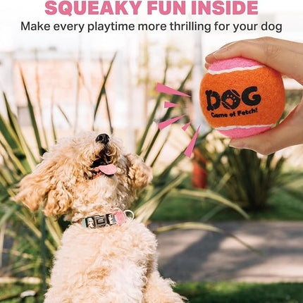 AMA SPORT Squeaky Tennis Balls for Dogs 2.0" Small Dog Tennis Balls for Throwing and Fetching Dog Toys for Training, Exercise, High Bouncing 4 Pack (Orange Pink)