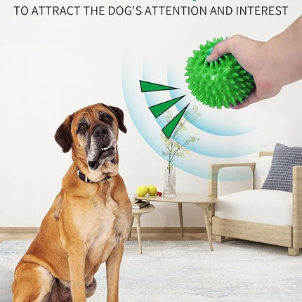 4.5” Heavy Duty Squeaky Dog Balls for Medium Large Dogs, Dog Toys for Aggressive Chewers, Spike Ball Toys for Clean Teeth and Training(2 Pack) (4.5" 4apck)