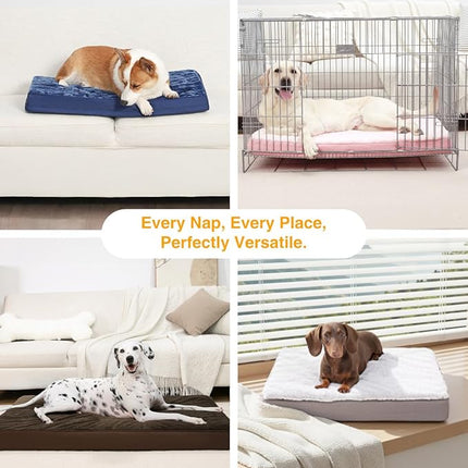KSIIA Orthopedic Dog Bed Waterproof Dog Crate Bed for Medium Dogs Deluxe Plush Washable with Egg Crate Foam & Removable Cover, 29 x 18 Inch, Dark Gray