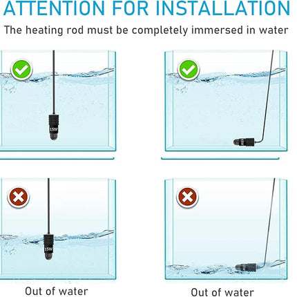 YukiHalu Super Mini Aquarium Heater, 10W 20W 30W Adjustable Fish Tank Heater with External Controller, Overheating Protection, LED Display, Used for 0.5-5 Gallons(10 watts)