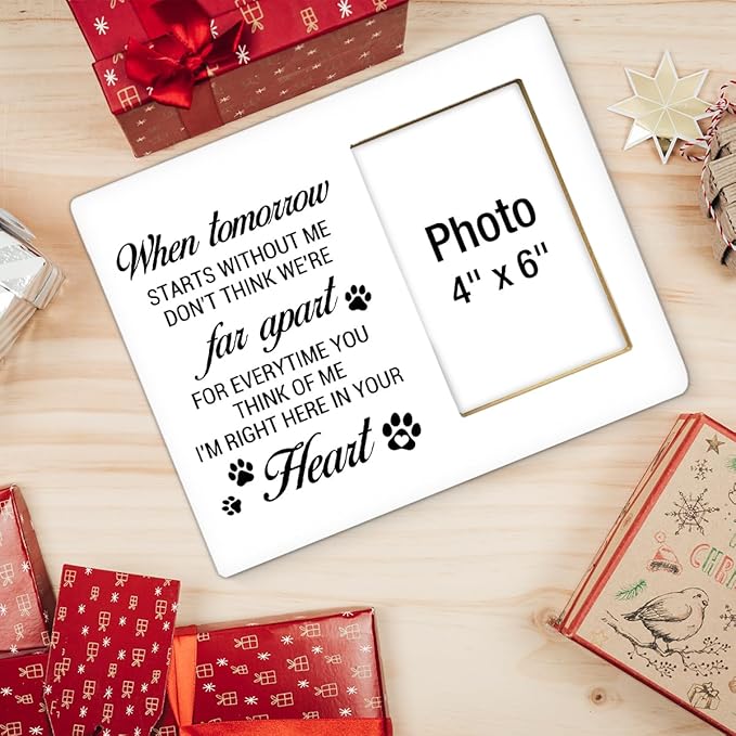 Pet Memorial Gifts for Loss of Dog Picture Frame, Sympathy Gifts for Pet Lovers, Passing Away Bereavement Remembrance Memorial Gift for Loss of Dog Pet Cat Wood Photo Frames, 4 x 6 Inch Photo