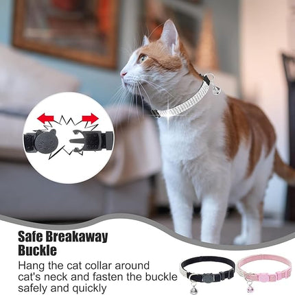 EXPAWLORER Soft Velvet Safe Cat Collars for Girl Cats - Rhinestones Bling Diamante Adjustable Collars Breakaway- Chirstmas Cat Clollar Gifts with Bells for Boy Cats Kitty and Small Dogs