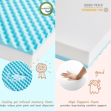 EHEYCIGA Waterproof Dog Bed Orthopedic 35"x23", Memory Foam Pet Bed for Larged Size Dogs, Washable Pet Mat with Removable Cover, Grey