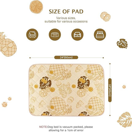 IEUUMLER Washable Pee Pads for Dogs, 2 Pack Non-Slip & Waterproof Pack Whelping Pad, Reusable Washable Puppy Potty Training Pad with Fast Absorbent for Playpen EU007 (Yellow Pineapple, 24"X18"-2pcs)