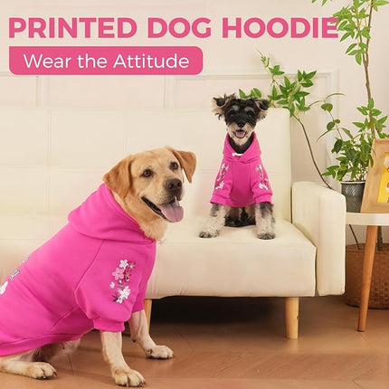 BINGPET Bone Hunter Dog Sweater with Hood and Leash Hole,Warm Fleece Dog Hoodie & Winter Coat for Small to Large Dogs,Cold Weather Pet Clothes(X-Large)