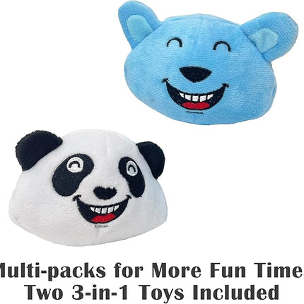 Jalousie Dog Squeaky Toys Value Set Non-Toxic Squeaky Balls Toss Fetch TPR Rubber Puppy Toys Spikey Dog Chew Toy for Small Medium Breed Pet Toys for Puppy (Panda N' Rabbit)