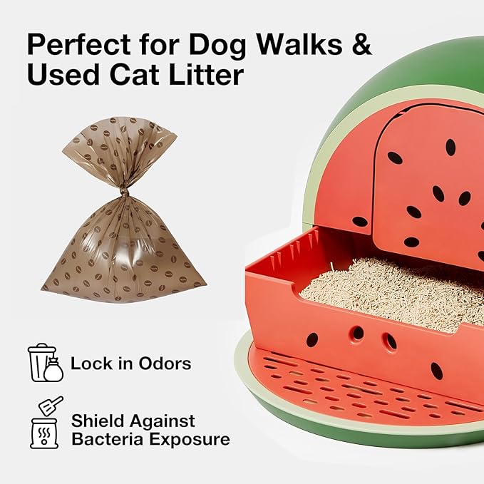 VETRESKA Dog Poop Bags Dispenser with Coffee Scented Waste Bags, Leak Proof, Extra Thick & Strong, 1 Holder and 105 Count Pet Poop Bags (7 Refill Rolls) for Dogs and Cats