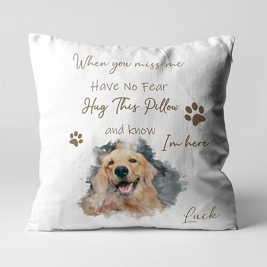 Custom Pet Memorial Throw Pillow with Photo, Personalized Sympathy Gifts for Dog Cat Loss, Pet Memorial Gifts for Pet Loss, Birthday, Christmas, (16x16 Inch)