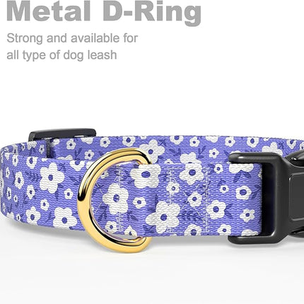 Rnivvi Dog Collar for Large Dogs, Cute Heavy Duty Adjustable Puppy Collar with Quick Release Buckle for Boy Girl & Female, Pet Accessories for Walking Running, L Length 1" Width, Purple White