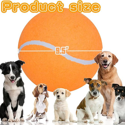 Big Tennis Ball for Dogs, Giant Dog Tennis Ball Toy Large Outdoor Sports Gift for Small Medium Large Dog (Orange, 9.5 inch)