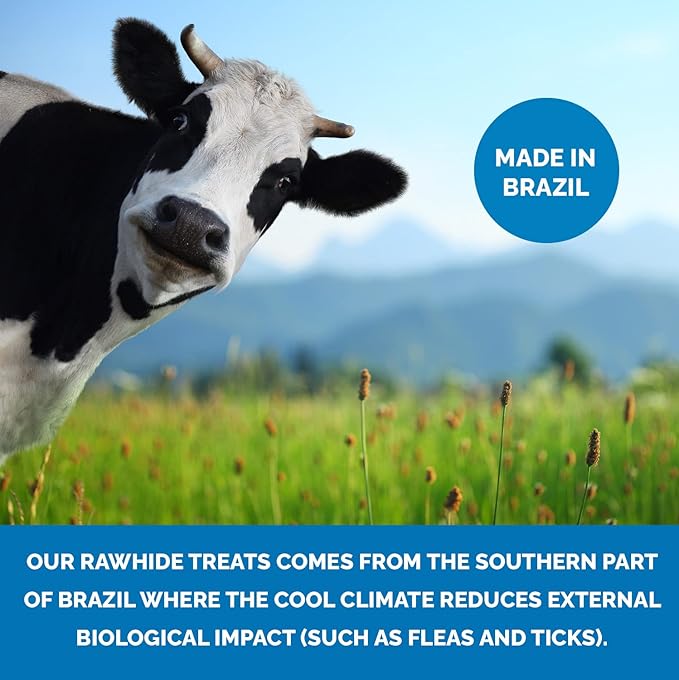 | Rawhide Bones Chews 3-4" (25 Count) | Beefhide Dog Chews - Premium Quality Rawhide Dog Bones from Free Range Grass Fed Cattle with No Hormones, Additives or Chemicals