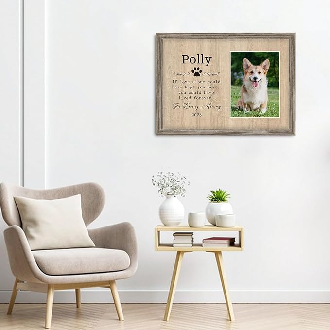 Personalized Pet Memorial Gifts with Photo for Loss of Dog, Custom Canvas Wall Art with Name and Date, Customized Decor Print with Framed, Pet Loss Sympathy Gifts for Dog Lover Owners