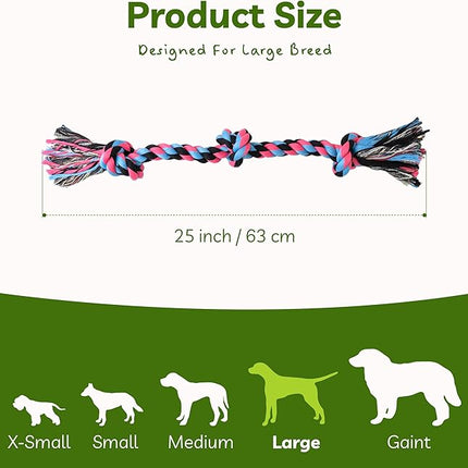 Dog Rope Toy for Large Dogs, Heavy Duty Chew Toys for Aggressive Chewers, Indestructible Durable Cotton Tug of War Rope Toys for Medium to Large Breed Teeth Cleaning