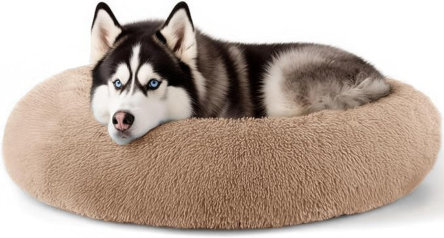 Extra Large Dog Beds, 36 Inch Human Dog Anxiety Relief Comfort Bed, Indestructible & Chew Proof Pet Beds (Camel)