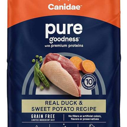 Canidae Pure Limited Ingredient Premium Adult Dry Dog Food, Real Duck & Sweet Potato Recipe, 24 lbs, Grain Free