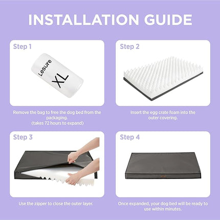 LE SURE Outdoor Waterproof Dog Bed for Medium Sized Dogs, Orthopedic Egg Crate Foam Pet Bed with Oxford Fabric Surface and Removable and Durable Cover, Machine Washable, 30''x20'', Grey