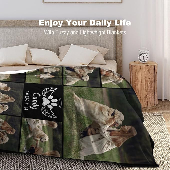 Artsadd Dog and Cat Memorial Gifts, Pet Loss Memorial Blanket, Custom Dog Blanket, Personalized Pet Remembrance Gifts, Loss of Pet or Cat Remembrance Sympathy Grief Condolence Bereavement Gifts