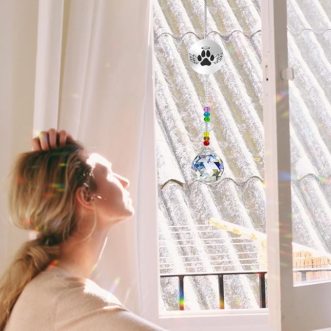 Dog Memorial Gifts for Loss of Dog, Pet Sympathy Gifts Crystal Window Suncatcher,Bereavement Memorial SunCatcher,Remembrance Pet Passing Away Loss(B)