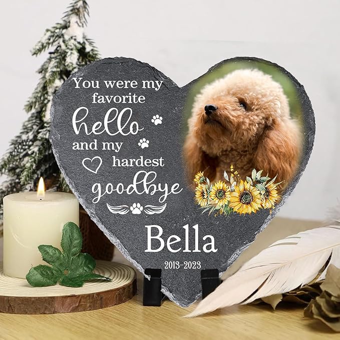 Gabita Custom photo Dog Memorial Stone, Pet Memorial Gifts for Loss of Dogs, Personalized Gift Dog Memorial Stone Garden Sign