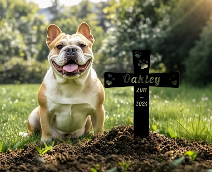 Custom Dog Grave Marker Metal Cross Memorial Gifts Personalized Pet Loss Sign with Name Dog Tombstones for Graves Outdoor Dog Yard Stake