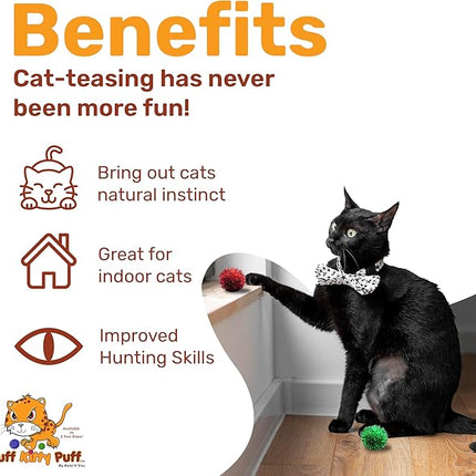 Tuff Kitty Puff Kats' N Us Cat Toy - Mini Size 1 Inch - Sparkle Ball Cat Toys - Glitter Assorted Colors (Pack of 6)