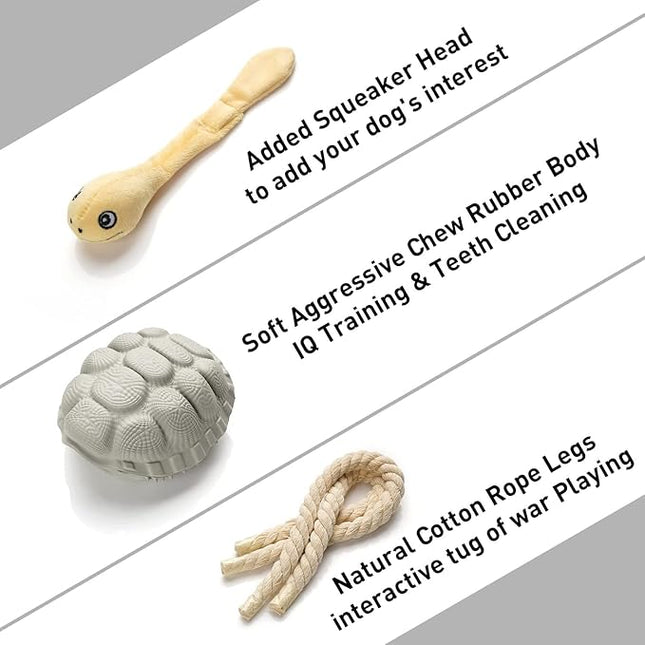 Dog Toys, Multi-Function Chew Toy for Teeth Cleaning, Food Dispensing Toys Medium, Large Dogs (Turtle, Grey)