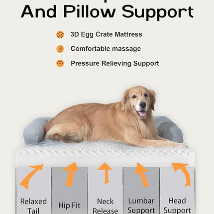 Extra Large Dog Bed Orthopedic Waterproof: Memory Foam Dog Bed for XL XLarge Extra Big Dogs - Couch Sofa - Washable with Removable Cover