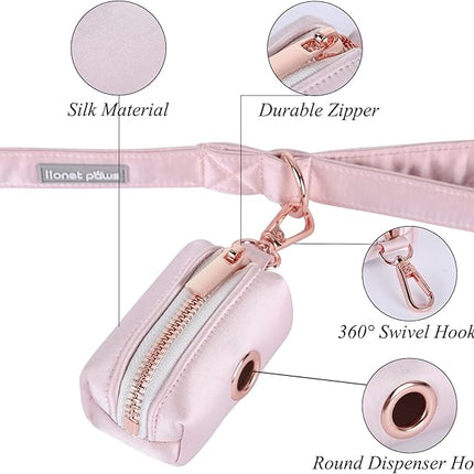 Lionet Paws Cute Dog Poop Bag Holder for Leash, Silk Bag Dispenser, Matching Collar