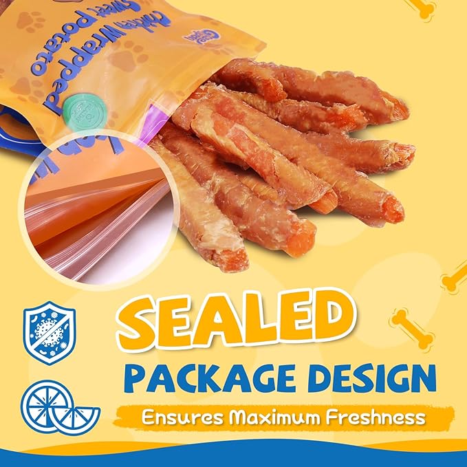 Gazeupon Dog Treats, Chicken Wrapped Sweet Potato, Healthy Training Snacks for Dogs w/Glucosamine Chondroitin, Rawhide Free