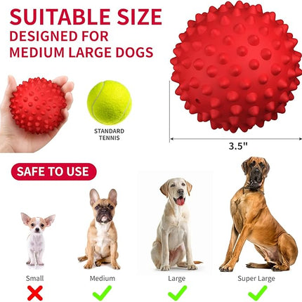 Apasiri Dog Balls Squeaky Dog Toys for Large Dogs, Dog Toys for Aggressive Chewers, Tough Spiky Dog Ball, Floatable Rubber Pet Toys for Medium Breed, Beef Flavor, Pack of 2