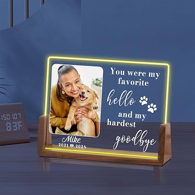Custom Dog Memorial Night Light, Pet Sympathy Gifts for Dogs, Dog Memorial Gifts for Loss of Dog, Pet Memorial Gifts for Dogs, Dog Memorial Gift Acrylic Night Light, Pet Memorial Gifts for Cats