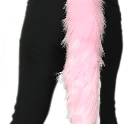 Bianna Creations Long Faux Fur Animal Luxury Tail, Cosplay Fursuit Fursona,Costume Dress Up Pet Play Furry Accessory (20", Baby Pink)