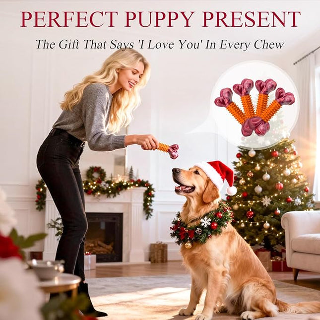 Apasiri Dog Toys for Aggressive Chewers Peanut Butter Flavored: 4-Pack Dog Bones for Large Dogs, 8" Chew Toys Long-Lasting, Tough Nylon & Rubber Dogs Toys