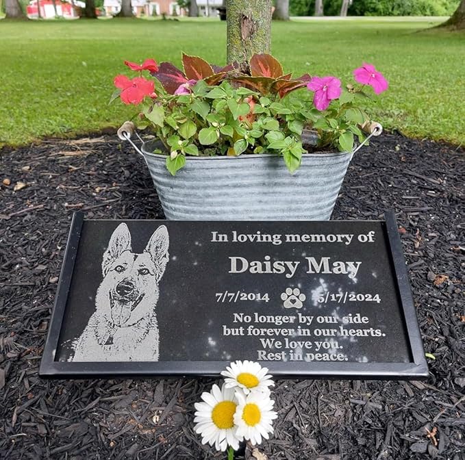 Tombstone For Pet,Personalized Memorial Plaque for Dog,Cat, Custom Gravestone with Photo,Memorial Gifts, Memorial Stone,Animal Headstone,Garden Memorial Stone, Grave Marker, Burrial Plaque(For Pets)