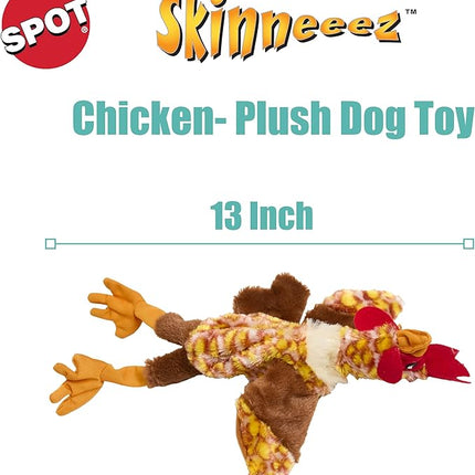 SPOT Skinneeez Chicken 13 Inch Stuffing-Free Plush Squeaky Dog Toy – Soft Interactive Chew Toy for Small and Medium Dogs – Mess-Free Play for Light & Moderate Chewers
