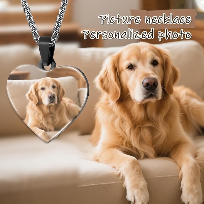 Custom Pet Necklace, Personalized Dogs Necklaces for Women, Dogs Remembrance Jewelry, Picture Necklace Personalized Photo, Customized Dog Memorial Gifts for Loss of Dog
