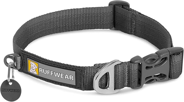 Ruffwear, Front Range Dog Collar, Adjustable Tubelok Webbing, Lightweight, Side Release Buckle, Aluminum V-Ring, Durable for Everyday Use, Twilight Grey, 14"-20"