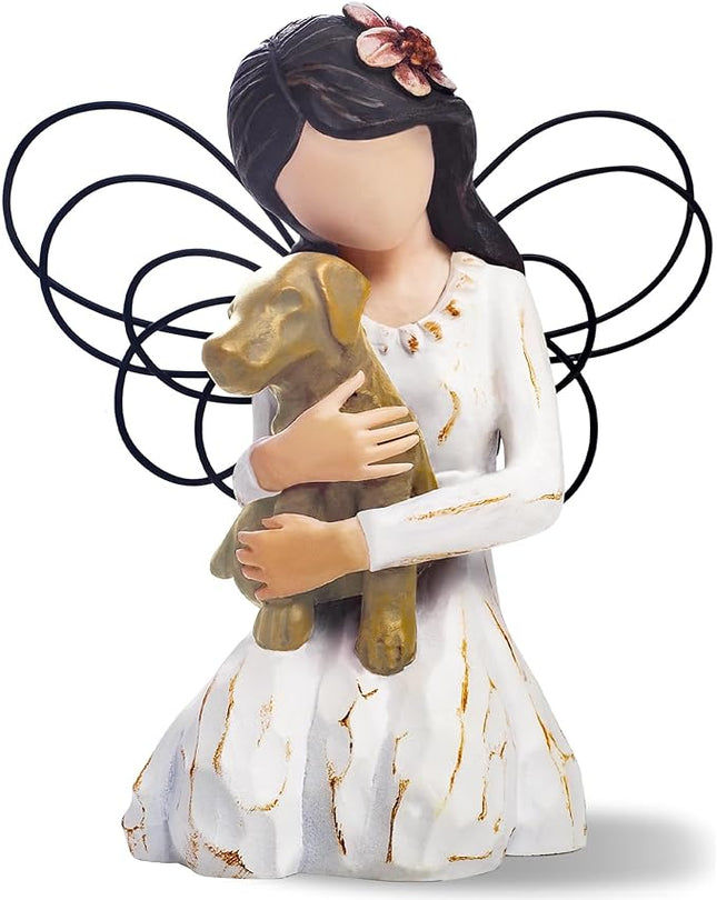 Loss of Dog Sympathy Gift, Dog Memorial Gifts, Angel Figurine, Remembrance Keepsake, Pet Sympathy Gift (Light Brown)