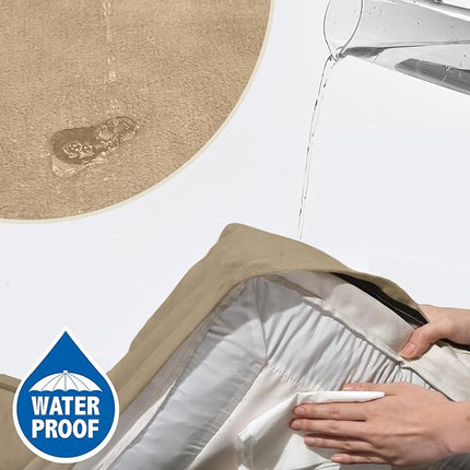 Comfort Expression Waterproof Orthopedic Foam Dog Beds for Extra Large Dogs Sofa Pet Bed Washable Removable Cover with Zipper and Bolster(53 x 42 Inch, Light Brown)