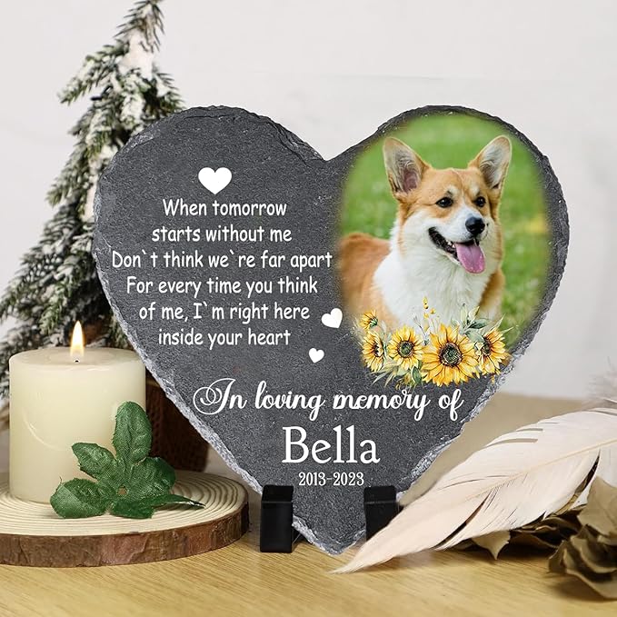 Gabita Personalized Dog Memorial stone, Pet Memorial Gifts for loss of Dogs, Custom Pet Grave Markers Headstone Cemetery Decorations for Dog