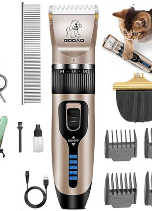 Cat Clippers for Matted Hair, Cat Grooming Kit, Cordless Cat Shaver for Long Hair, Low Noise Paw Trimmer, Cat Hair Trimmer for Grooming,Quiet Pet Hair Clippers Tools for Cats Dogs (Gold)