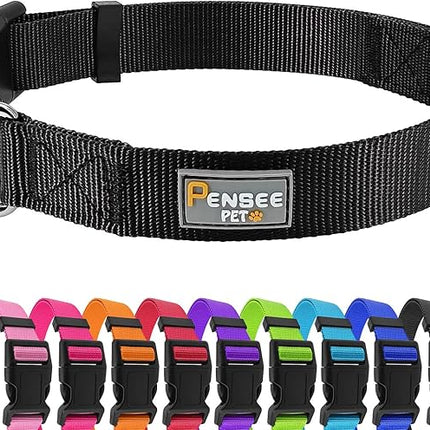 Dog Collar Black Basic Adjustable Dog Collars with Breathable Quick Release Nylon Pet Collar for Puppy Small Medium Large Dogs Boy