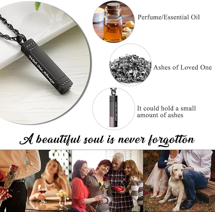 abooxiu Urn Necklace for Ashes Memorial Cremation Jewelry for Ashes Stainless Steel Ashes Jewelry Cube Ashes Necklace Bar Urn Pendant for Women Men